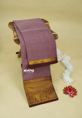 Vintage Mauve - Karthigai silk cotton Getti Zari and Peacock Border